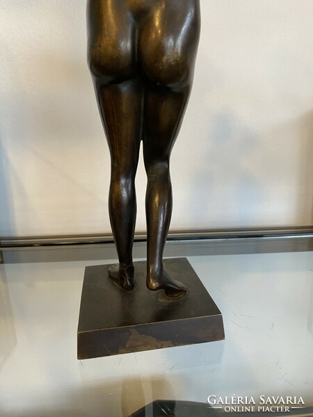 Antique female nude bronze statue