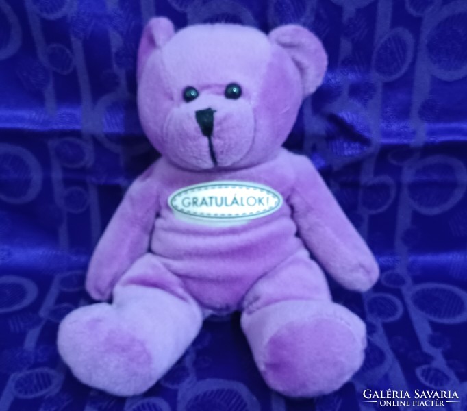 Brand new purple teddy bear, with removable Velcro label, 22 cm