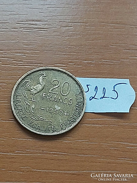 France 20 francs francs 1950 / b, aluminum-bronze, cock s225