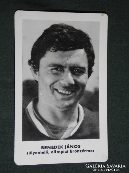 Kártyanaptár,Sportpropaganda,Olimpia bajnokok,Benedek János súlyemelő bronzérmes, 1973,   (5)