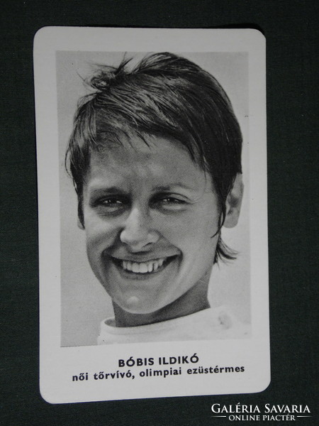 Kártyanaptár,Sportpropaganda,Olimpia bajnokok,Bóbis Ildikó tőrvívó ezüstérem, 1973,   (5)