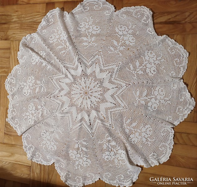 Antique cotton lace round tablecloth 105cm