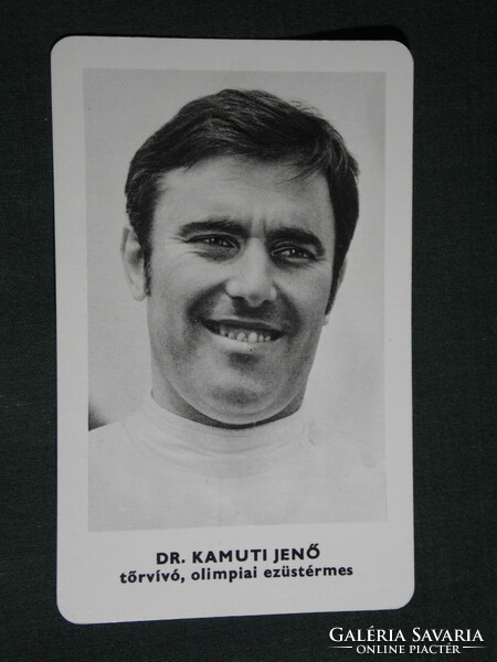 Card calendar, sports propaganda, Olympic champions, Dr Jenő Kamuti fencing silver medalist, 1973, (5)