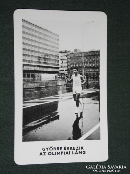 Card calendar, sports propaganda, Olympic champions, the Olympic flame arrives in Győr, 1973, (5)