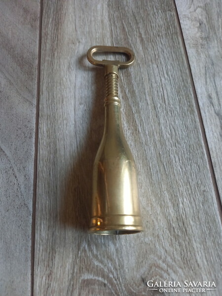 Solid old copper corkscrew and bottle opener (19x4 cm)