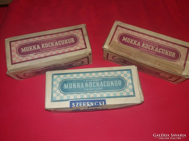 Antique Kaposvár and Szerencsi cube - mocha sugar boxes are only one according to the pictures