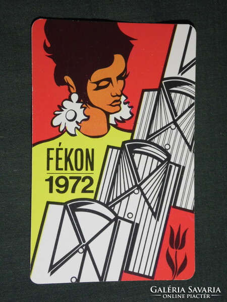 Card calendar, fékon men's underwear factory, graphic designer, female model, 1972, (5)