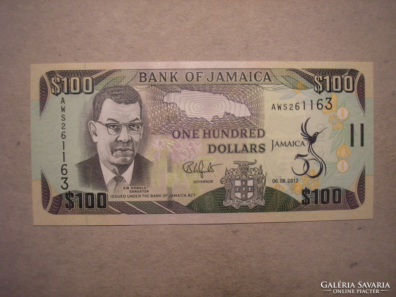 Jamaika-100 Dollár 2012 UNC jubileumi