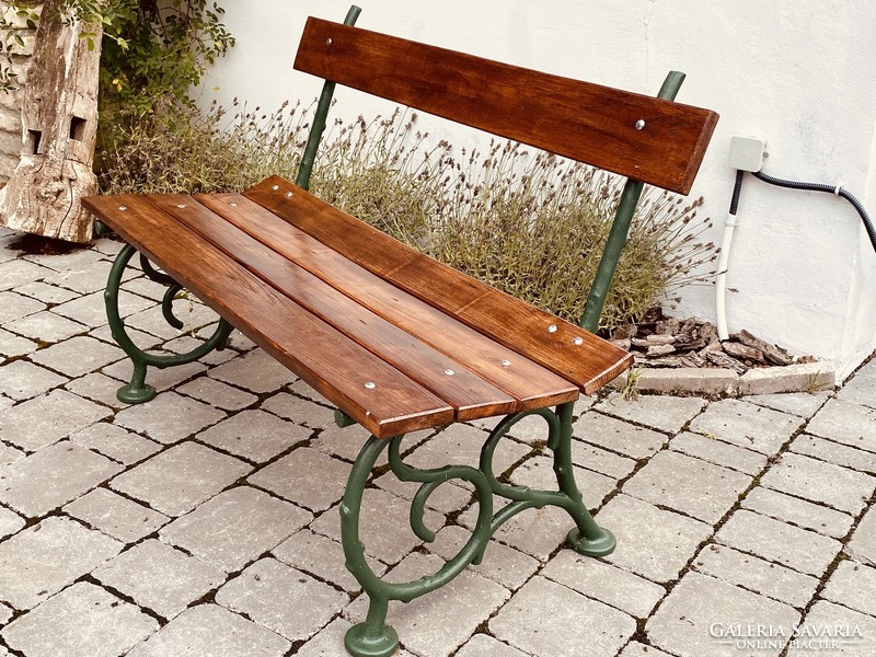 Antique cast iron garden bench renovated