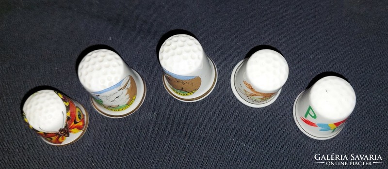 5 English porcelain thimbles