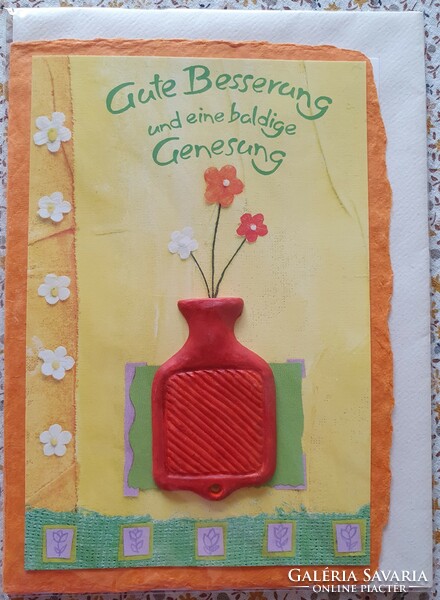 Greetings postcard small ceramic vase with envelope greeting card greeting card postage pure German