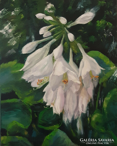 Antiipina galina: lily flowers, oil painting, canvas, 50x40cm