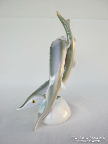 Pair of Hollóháza porcelain fish charms 23 cm