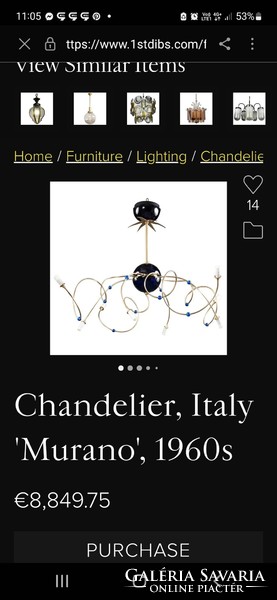 Murano postmodern chandelier, hanging lamp
