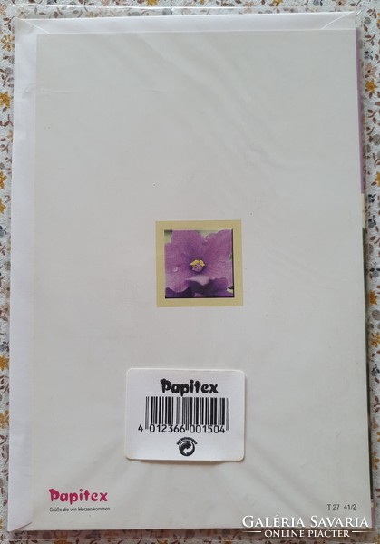 Jókívánság képeslap borítékkal üdvözlőlap üdvözlőkártya levelezőlap postatiszta német ibolya minta
