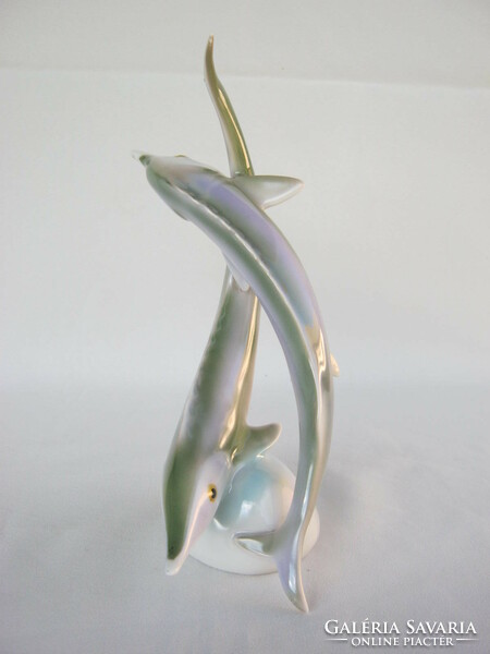 Pair of Hollóháza porcelain fish charms 23 cm
