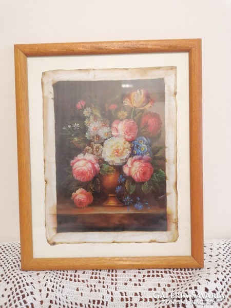 Pointer painting reproduction (offset) in a wooden frame in tip-top condition, total length: 27 x 22 cm