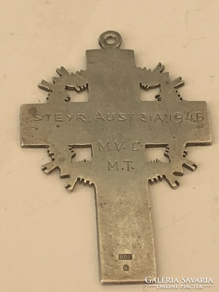 Silver cross medal-from the 1900s-with the inscription 1948 on the back-(00 fineness-