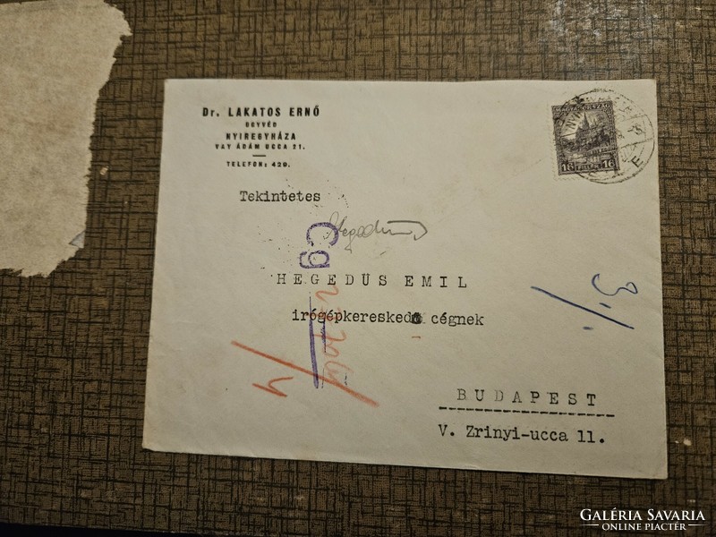 1927-es Fejléces levél Nyíregyháza