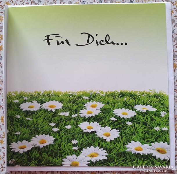 Képeslap borítékkal üdvözlőlap üdvözlőkártya levelezőlap postatiszta német margaréta virág mintával