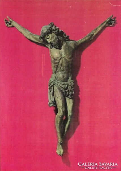 1Q129 Jézus a kereszten keretezett nyomat vallási kegytárgy 39 x 31 cm