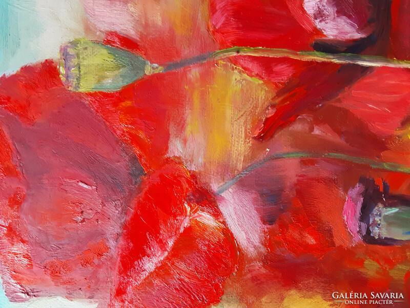 Antiipina galina: poppy field, oil painting, canvas, 50x40cm