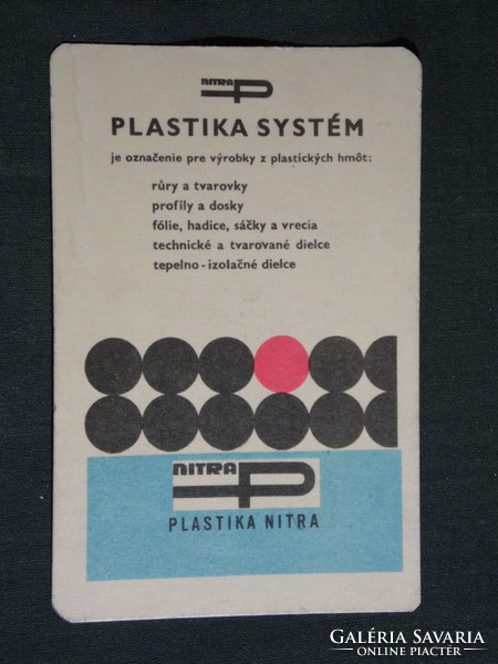 Kártyanaptár, Csehszlovákia, Nyitra, NITRAP műanyagfeldolgozó vállalat , 1971,   (5)