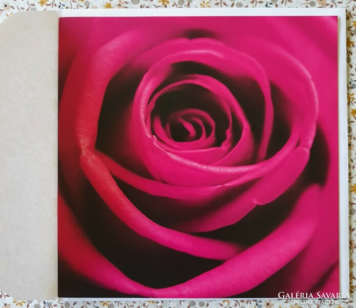 Képeslap borítékkal üdvözlőlap üdvözlőkártya levelezőlap postatiszta virág mintával rózsa