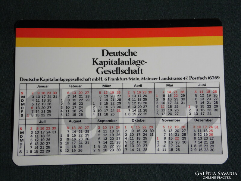 Kártyanaptár, Németország, DEKA, DESPA takarékpénztár,bank, 1972,   (5)