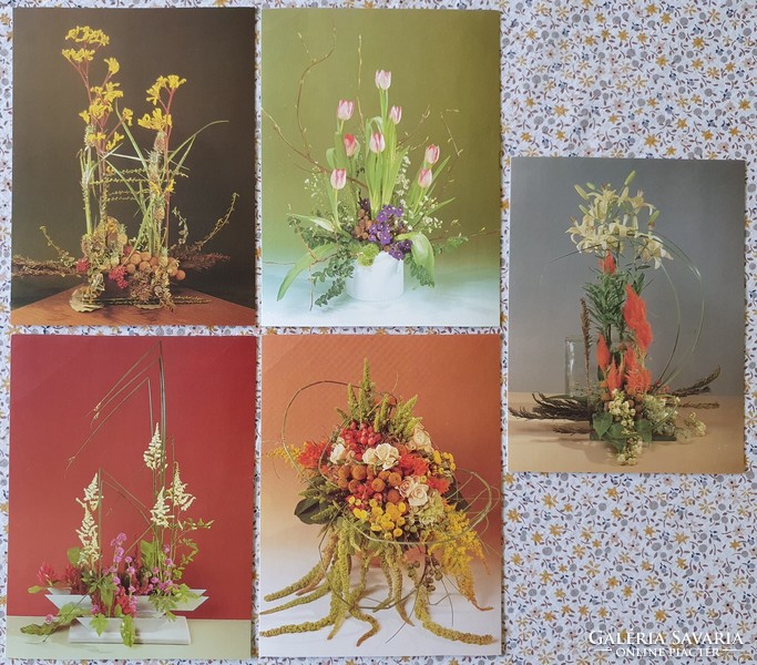 5db képeslap üdvözlőlap üdvözlőkártya levelezőlap csomag postatiszta virág mintával