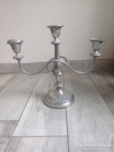 Beautiful old silver-plated three-prong candle holder (27.5x32.5x12.5 cm)