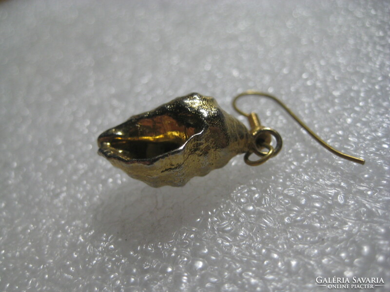 Earrings, gold-plated, shell 35 mm