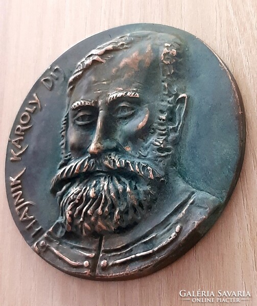Hajnik Károly Díj  bronz emlék plakett 10 cm átmérőjű