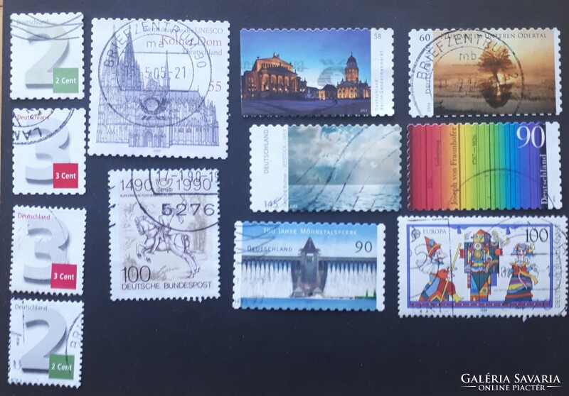 12 different German stamps