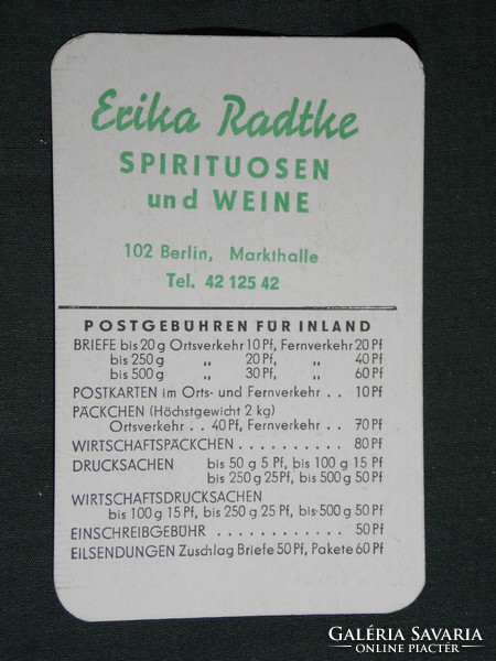 Kártyanaptár, Németország, Erika Radtke borkereskedő, Berlin vásárcsarnok, 1971,   (5)