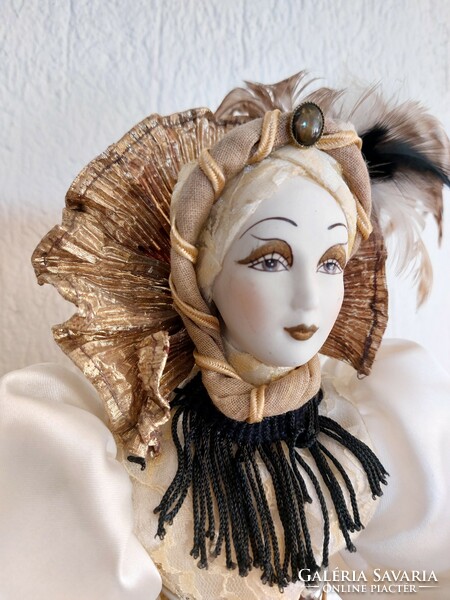 Venetian porcelain doll retro carnival ornament carnival old souvenir decoration 46 cm