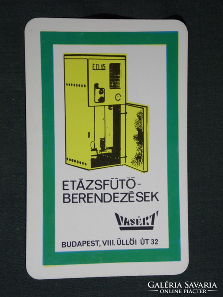 Kártyanaptár, VASÉRT üzletek, Budapest, Etázsfűtő berendezések, grafikai rajzos, 1971,   (5)