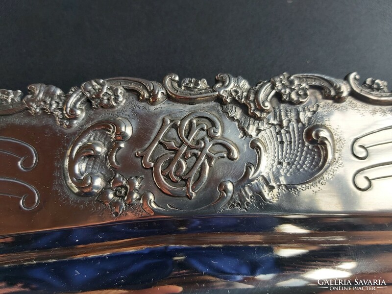 800-as ezüst neorokokó halastálca, 1339g - jelzett, gyönyörű, használható méret!