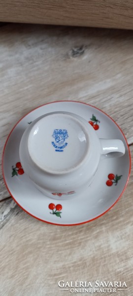 Alföldi porcelán cseresznye mintás kávés bögre alátéttel