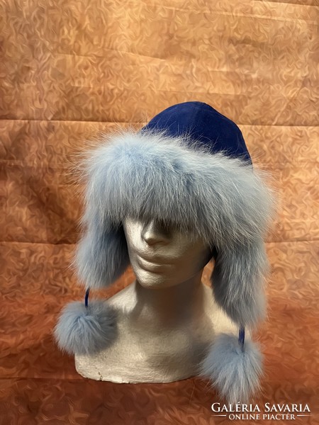 HUF 19,000 - suede cap with fox fur from 56 to 58 (real fur and leather)