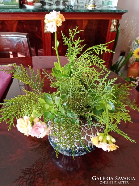 Kerezsi Gy.  iparművész modernista  kerámia ikebana - virágrendező,  kavics váza
