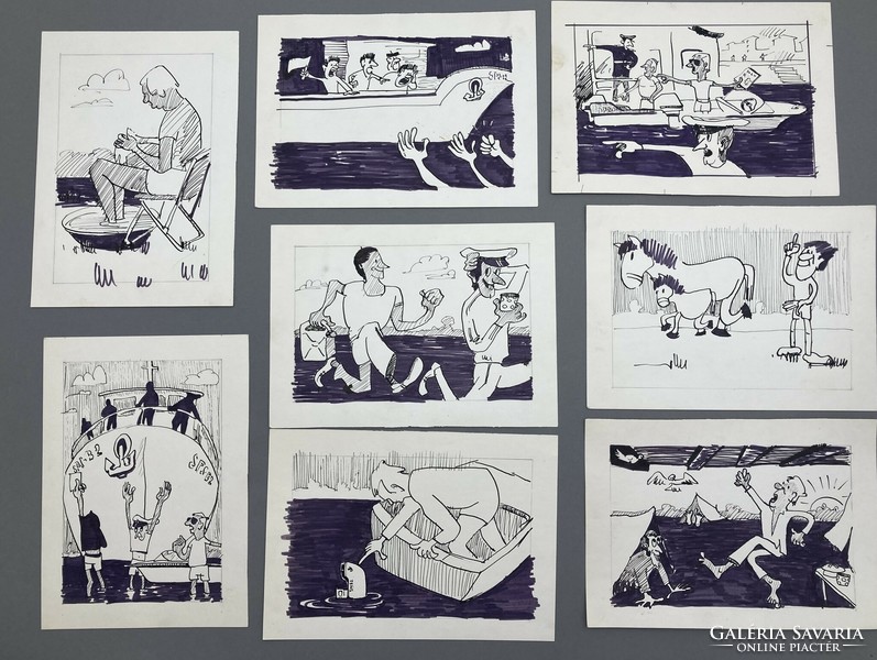 Retro kariktatúra sorozat, humoros tus grafikák a 70-es évekből