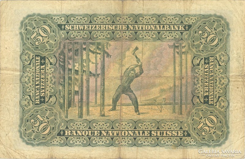 50 frank francs franken 1924 Svájc