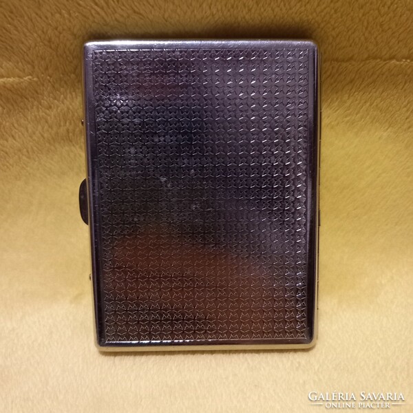 Silver-colored, metal cigarette case, holder.