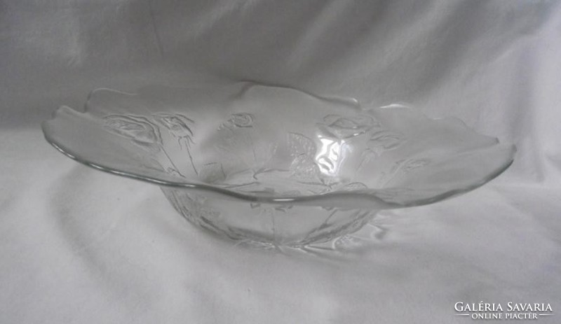 Huge glass centerpiece with rose pattern, offering bowl