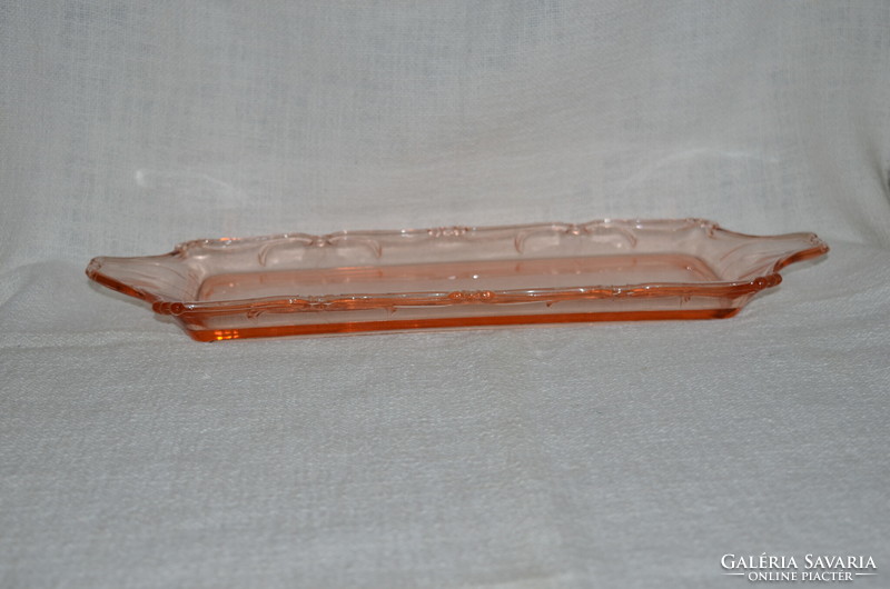 Rózsaszín üveg kínáló tálca  ( DBZ 0088 )