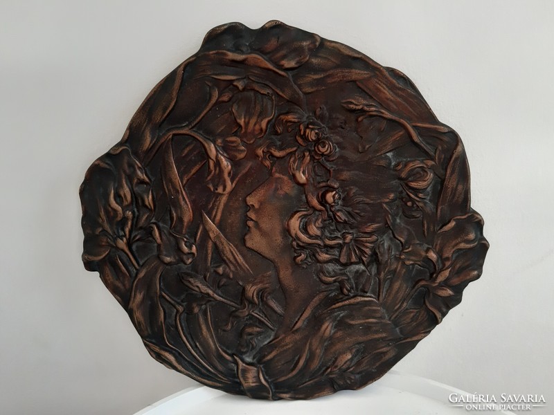 Art Nouveau bronze wall plate
