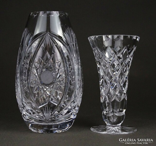 1Q205 Hibátlan csiszolt üveg kristály váza 2 darab