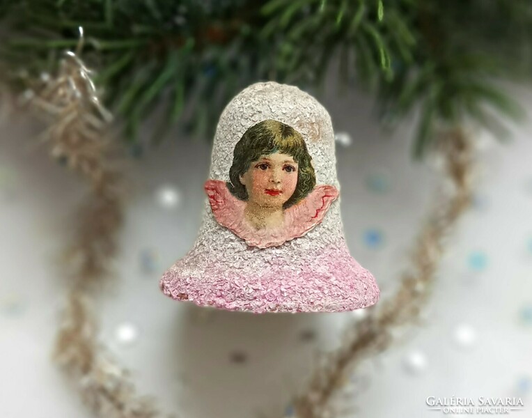 Old salt paper and paper glass Christmas tree ornament angelic bell 4.5X4.5Cm