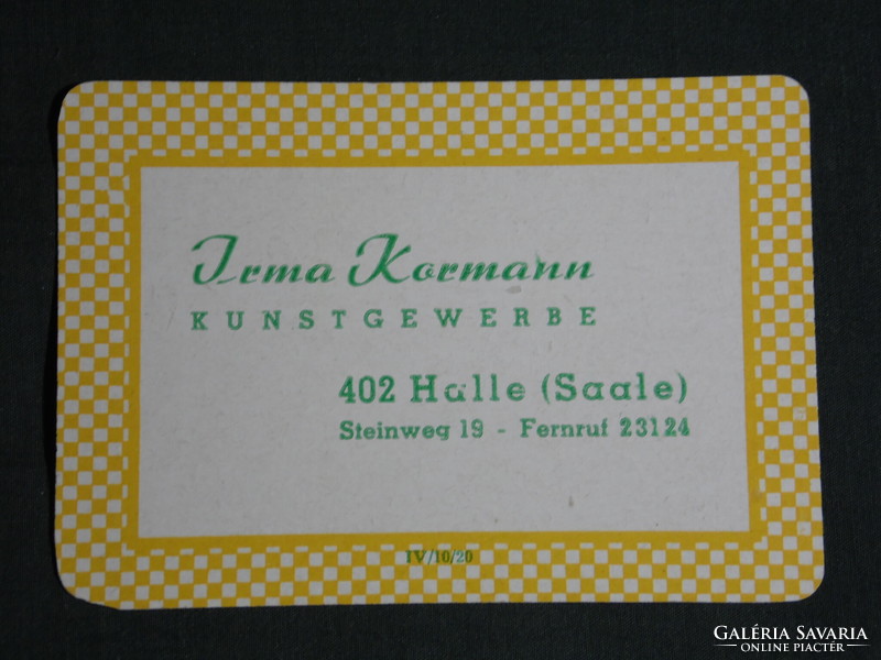 Kártyanaptár,Németország, Halle, művészeti galéria,üzlet,,Irma Kormann KUNSTGEWERBE1970,   (5)